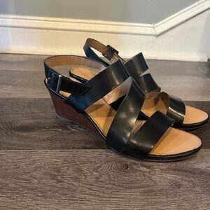 Franco Sarto Black Wedge Sandals